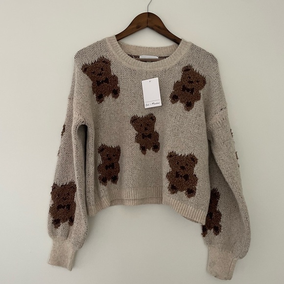 Oak + Meadow Sweaters - Oak + Meadow Teddy Bear Scoop Neck Long Sleeve Pullover Sweater Size Medium